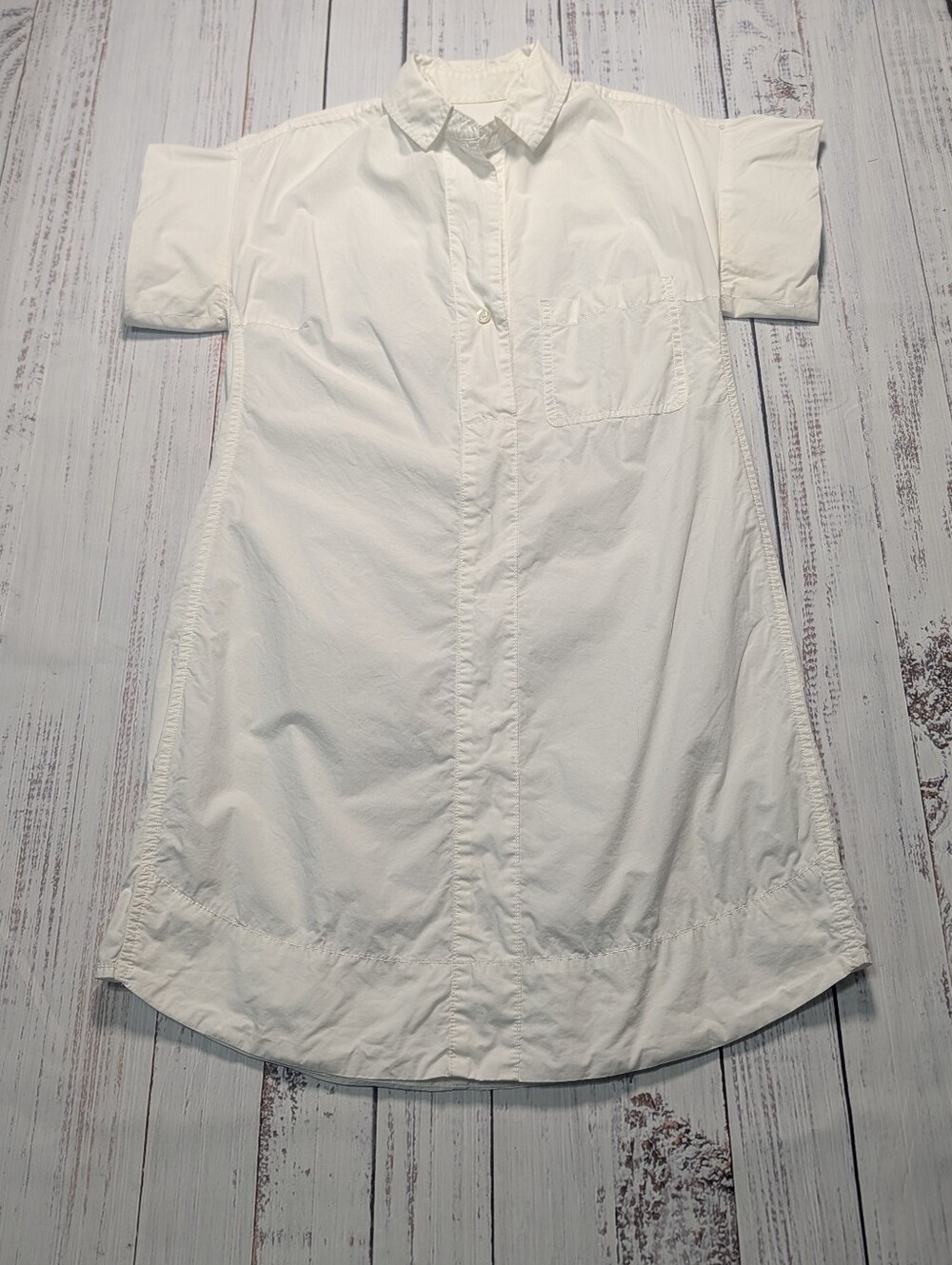 J. Crew White Poplin Mini Shirt Dress - Size XSmall - Short Sleeve - Picture 4 of 10